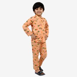 Baby Boys Nightwear Dress | Bheem Print  | Peach | 2-12 Years