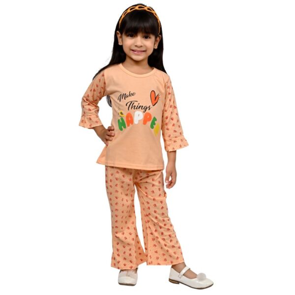 Baby Girls Nightwear Dress | Palazzo Set | Peach | 2-12 Years - Image 4