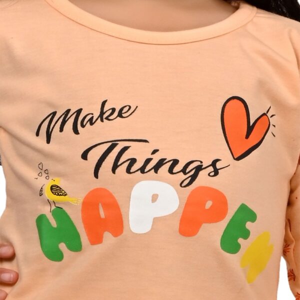 Baby Girls Nightwear Dress | Palazzo Set | Peach | 2-12 Years - Image 5