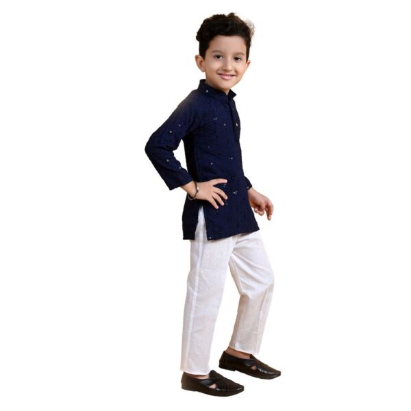 Baby Boys Ethnic Wear Navy Blue Kurta Pajama - Image 4