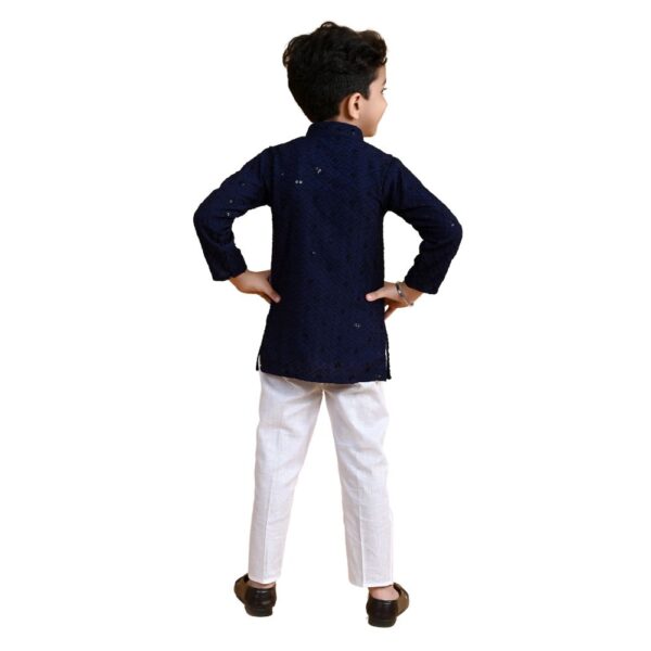 Baby Boys Ethnic Wear Navy Blue Kurta Pajama - Image 3