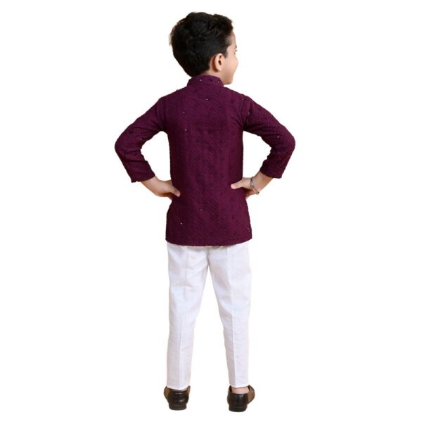 Baby Boys Ethnic Wear Maroon Kurta Pajama - Image 5