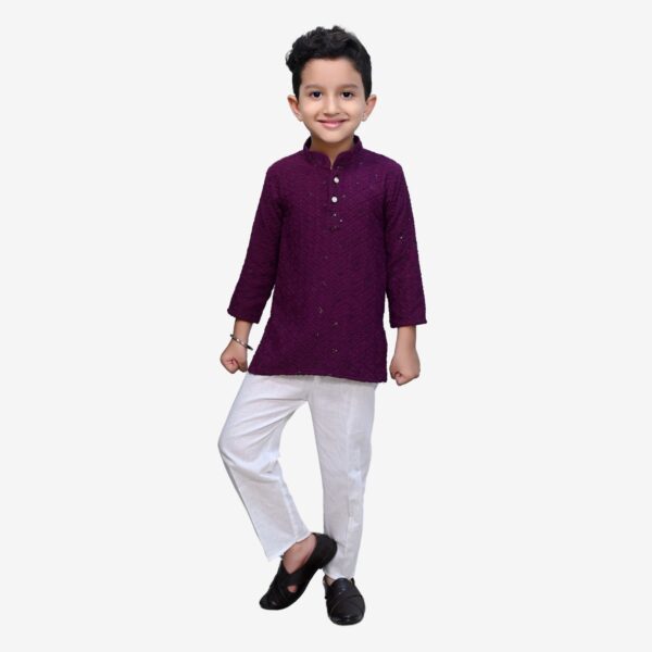 Baby Boys Ethnic Wear Maroon Kurta Pajama