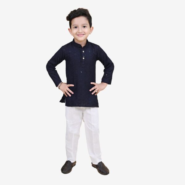 Baby Boys Ethnic Wear Navy Blue Kurta Pajama
