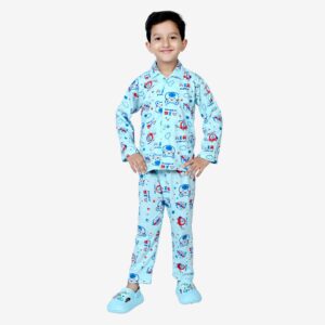 Baby Boys Nightwear Dress | Air Print | Sky Blue | 0-12 Years