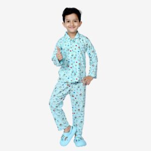 Baby Boys Nightwear Dress | Bear Print | Sky Blue | 0-12 Years