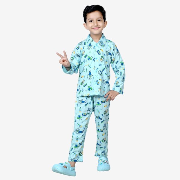 Baby Boys Nightwear Dress | Space Print | Sky Blue | 0-12 Years - Image 3