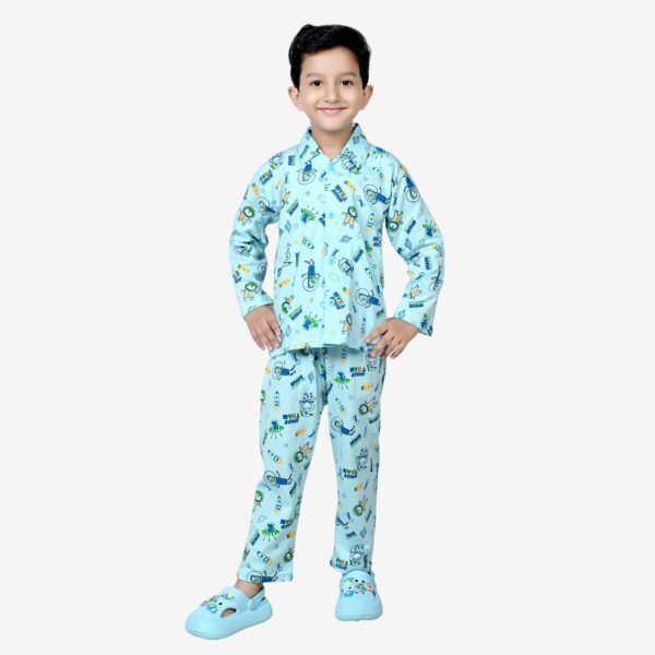 Baby Boys Nightwear Dress | Space Print | Sky Blue | 0-12 Years - Image 2